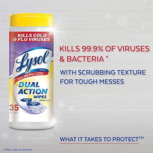 Lysol Dual Action Disinfecting Wipes, Citrus, 75 ct (Packs of 4) - Image 2