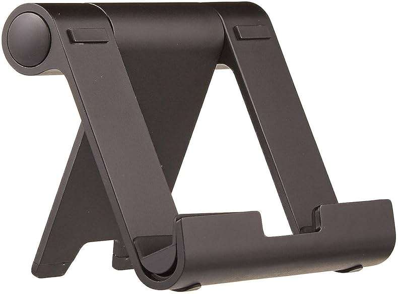 Amazon Basics Multi-Angle Portable Foldable Stand for iPad Tablet, E-reader and Phone, Sturdy Hands-Free Viewing, Black - Image 1