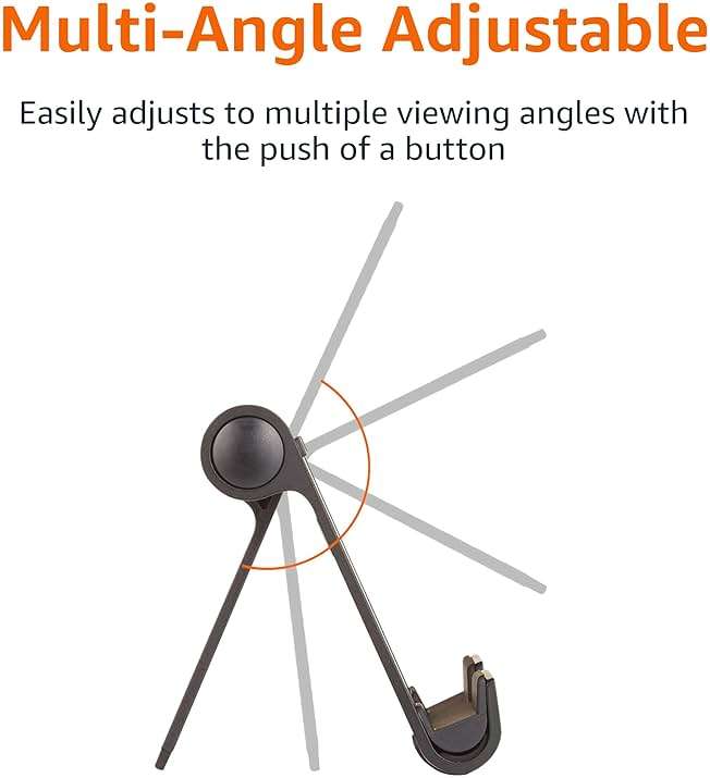 Amazon Basics Multi-Angle Portable Foldable Stand for iPad Tablet, E-reader and Phone, Sturdy Hands-Free Viewing, Black - Image 3