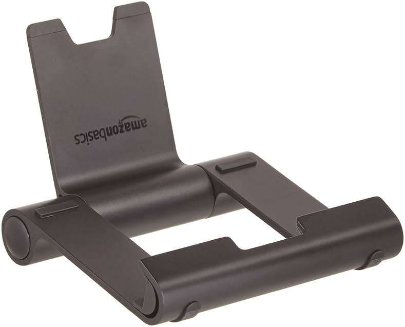 Amazon Basics Multi-Angle Portable Foldable Stand for iPad Tablet, E-reader and Phone, Sturdy Hands-Free Viewing, Black - Image 5