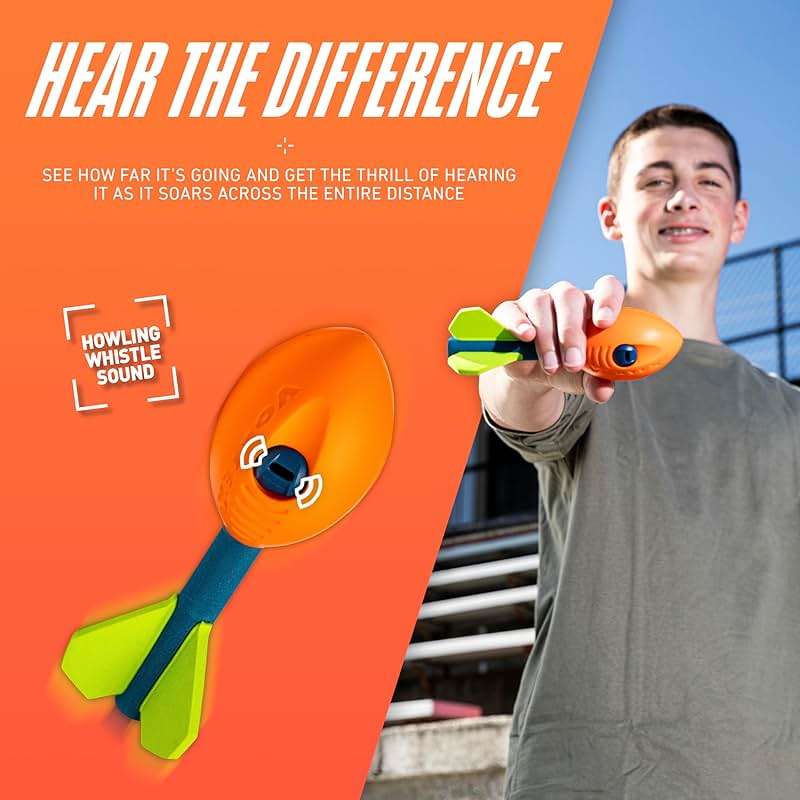 NERF Vortex Mini Aero Howler Foam Football - NERF Soft Mini Vortex Football for Long-Distance Throws - Perfect for Pool + Beach Ball - Kids Aero Howler Whistle Foam Ball - Image 6