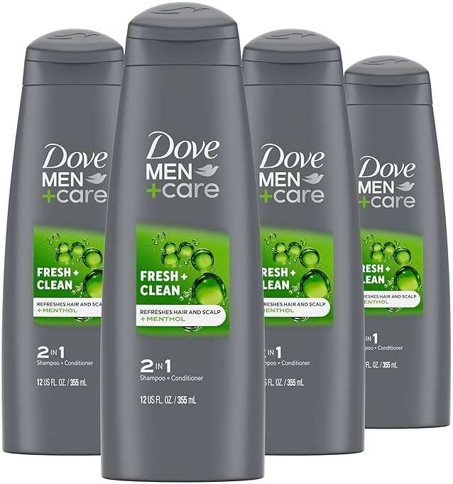DOVE MEN + CARE Fortifying 2-in-1 Shampoo and Conditioner Fresh and Clean with Caffeine 4 Count For Everyday Care Helps Strengthen and Nourish Hair 12 oz - Image 1