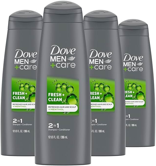 DOVE MEN + CARE Fortifying 2-in-1 Shampoo and Conditioner Fresh and Clean with Caffeine 4 Count For Everyday Care Helps Strengthen and Nourish Hair 12 oz - Product Image