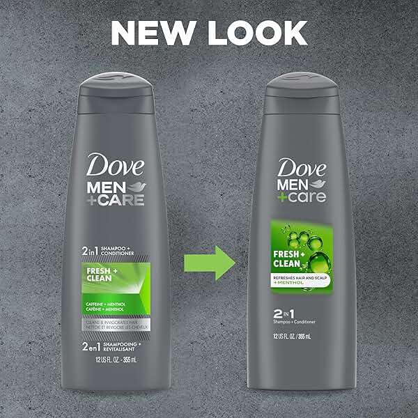 DOVE MEN + CARE Fortifying 2-in-1 Shampoo and Conditioner Fresh and Clean with Caffeine 4 Count For Everyday Care Helps Strengthen and Nourish Hair 12 oz - Image 3