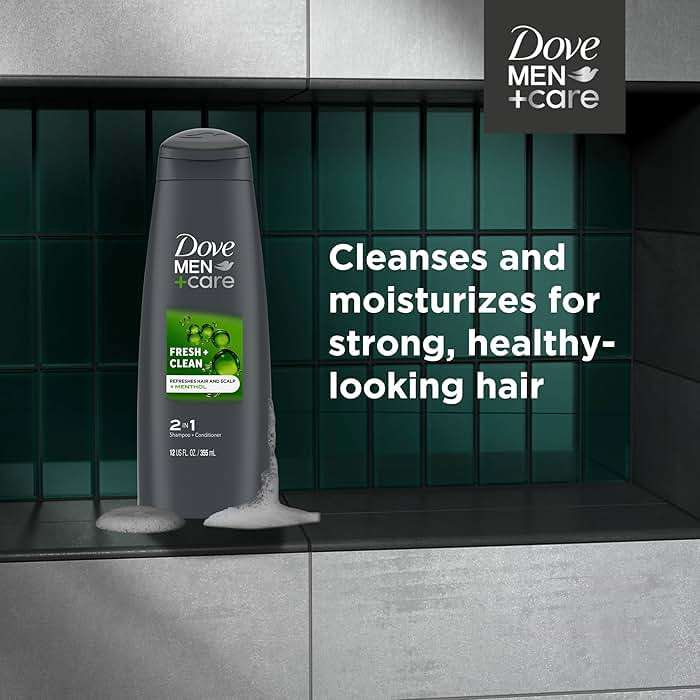 DOVE MEN + CARE Fortifying 2-in-1 Shampoo and Conditioner Fresh and Clean with Caffeine 4 Count For Everyday Care Helps Strengthen and Nourish Hair 12 oz - Image 4