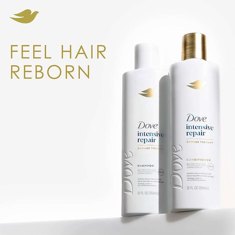 Dove Shampoo 4 count Intensive Repair for Damaged Hair with Bio-Protein Care Technology and Amino Serum 12 Fl Oz - Image 4