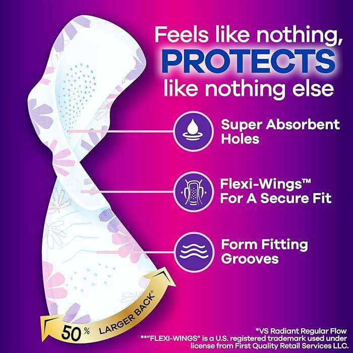 Always Radiant Feminine Pads for Women, Flexfoam Pads with Wings, Size 4, Overnight Absorbency, Lightly Scented, 60 Count (3 Packs of 20) - Image 2