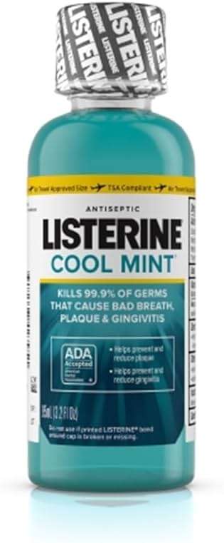 Listerine Cool Mint Antiseptic Mouthwash for Bad Breath, Travel Size 3.2 Ounces - Case of 24 - Image 1