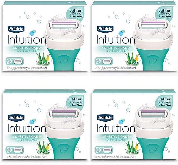 Schick Intuition Pure Nourishment Womens Razor Refills with Coconut Milk and Almond Oil, 3 Count (Pack of 4) - Image 1