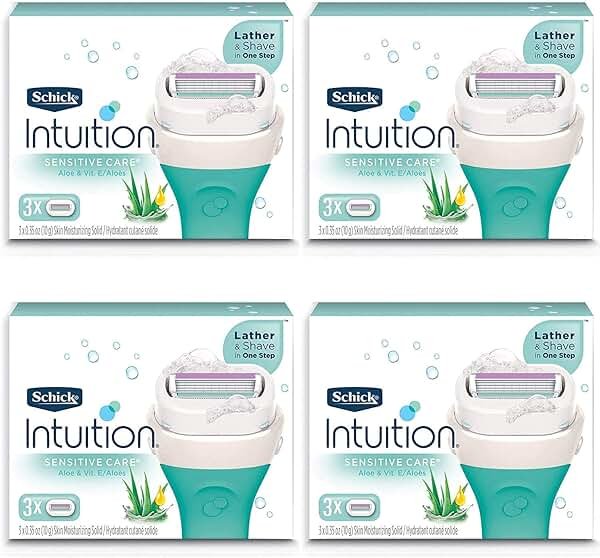 Schick Intuition Pure Nourishment Womens Razor Refills with Coconut Milk and Almond Oil, 3 Count (Pack of 4) - Product Image