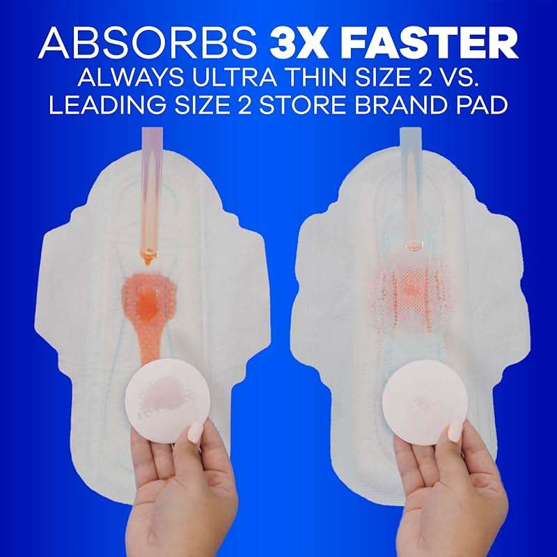 Always Ultra Thin Pads with Wings, Size 2, Long Super, 126 Count (3 Packs of 42) - Image 3