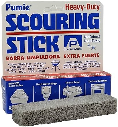 PUMIE Scouring Stick for Toilet (1-Pack) - Heavy Duty Toilet Pumice Stone for Hard Water Stains, Rust & Grime Removal - Natural Pumice Material - Removes Mineral Deposits from Toilets, Tubs & Sinks - Product Image