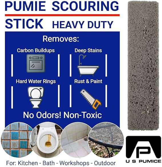PUMIE Scouring Stick for Toilet (1-Pack) - Heavy Duty Toilet Pumice Stone for Hard Water Stains, Rust & Grime Removal - Natural Pumice Material - Removes Mineral Deposits from Toilets, Tubs & Sinks - Image 3