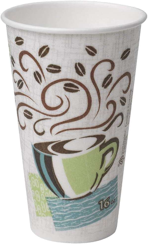 Dixie Perfectouch Insulated Paper Hot Cup, Coffee Haze Design, 75 Count 16oz - Image 1