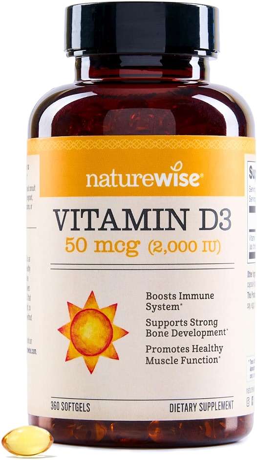 NatureWise Vitamin D3 2000iu (50 mcg) 1-Year Supply for Immune Support, Healthy Muscle Function, and Bone Health, Gluten Free in Organic Extra Virgin Olive Oil, (Mini Softgel), 360 Count - Image 1