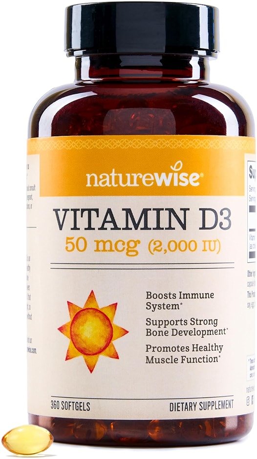 NatureWise Vitamin D3 2000iu (50 mcg) 1-Year Supply for Immune Support, Healthy Muscle Function, and Bone Health, Gluten Free in Organic Extra Virgin Olive Oil, (Mini Softgel), 360 Count - Product Image