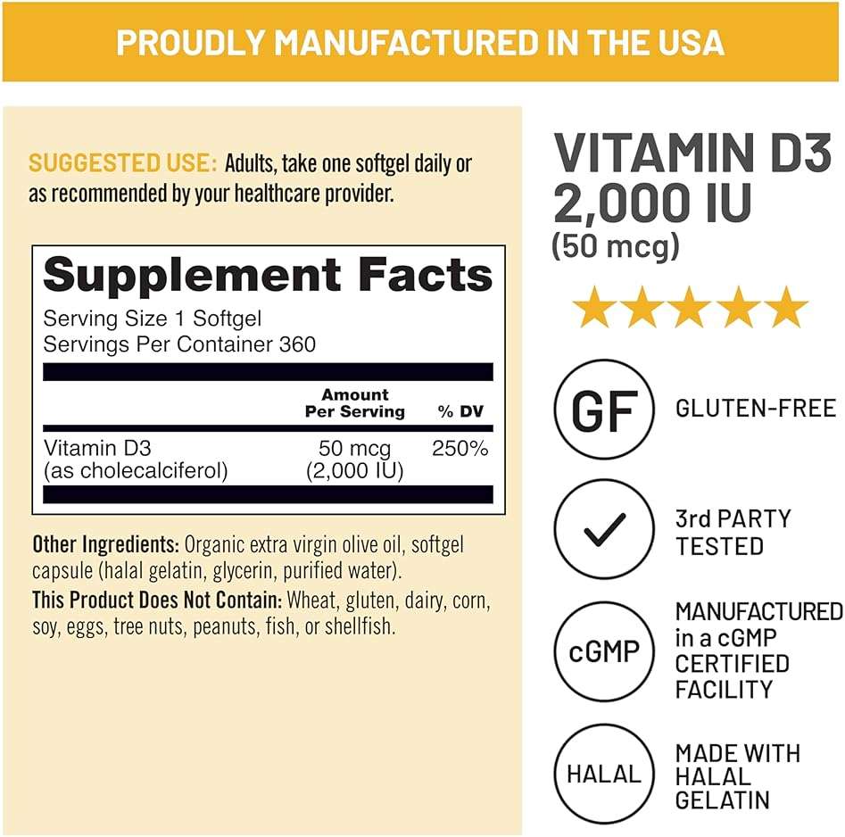 NatureWise Vitamin D3 2000iu (50 mcg) 1-Year Supply for Immune Support, Healthy Muscle Function, and Bone Health, Gluten Free in Organic Extra Virgin Olive Oil, (Mini Softgel), 360 Count - Image 6