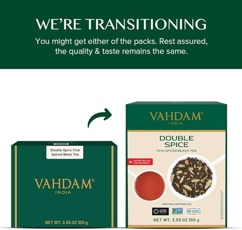 VAHDAM, Double Spice Masala Chai Tea (50+ Cups, 3.53oz) Strong, Robust & Spicy Blend - Black Tea CTC, Cardamom, Cinnamon, Cloves & Black Pepper | Pure Unblended Loose Leaf Tea | Vacuum Sealed - Image 2