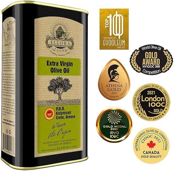 Ellora Farms Olive Oil Extra Virgin, Certified Single Estate PDO, High Polyphenol Extra Virgin Olive Oil, Cold Pressed & Traceable EVOO, Kosher, Crete, Greece 33.8 Fl oz (1 Ltr) - Image 4