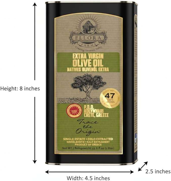 Ellora Farms Olive Oil Extra Virgin, Certified Single Estate PDO, High Polyphenol Extra Virgin Olive Oil, Cold Pressed & Traceable EVOO, Kosher, Crete, Greece 33.8 Fl oz (1 Ltr) - Image 9