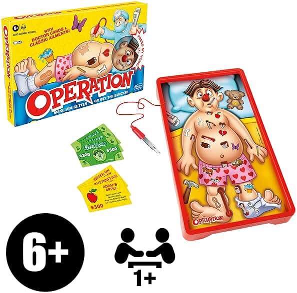 Hasbro Gaming Operation Electronic Board Game with Doctor Cards and Funny Ailments, Kids Games, 1+ Players, Funny Board Game for Children Ages 6+ (Amazon Exclusive) - Image 5