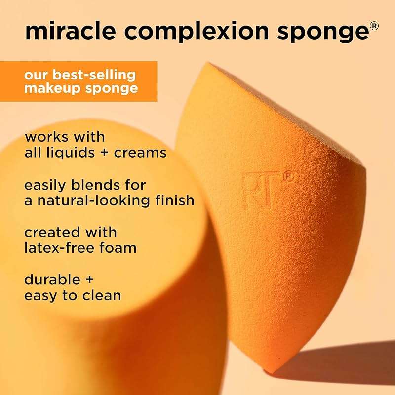 Real Techniques Miracle Complexion Sponge 4 Pack, Makeup Blending Sponges For Liquid & Cream Foundation & Skin Tints, Buildable Coverage, Natural, Dewy Base, Cruelty- Free, Latex-Free Foam - Image 4