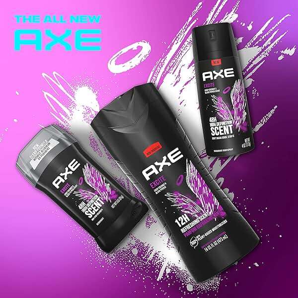 AXE Crisp Coconut & Black Pepper Body Wash 4 Count 12h Refreshing Scent Excite Men's Body Wash with 100% Plant-Based Moisturizers 16 oz - Image 4