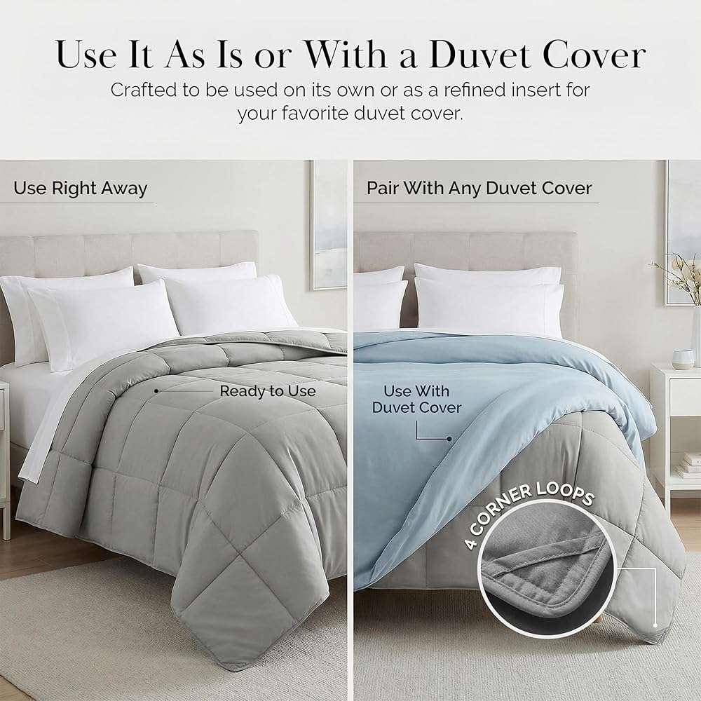 Southshore Fine Living, Inc. California King Size Comforter, Pet Hair Resistant Bedding Comforters, Oversized Down Alternative Comforter, Duvet Insert King, Hotel Bedding, Steel Grey Comforters - Image 6