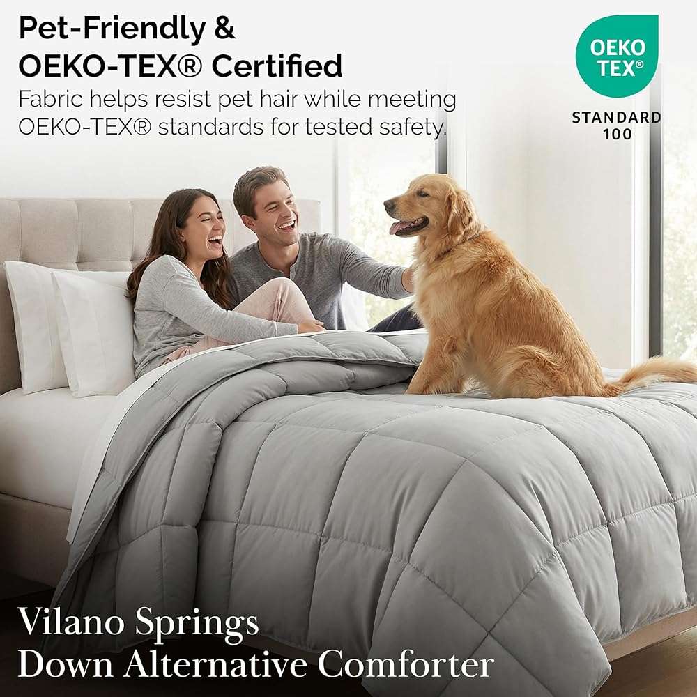 Southshore Fine Living, Inc. California King Size Comforter, Pet Hair Resistant Bedding Comforters, Oversized Down Alternative Comforter, Duvet Insert King, Hotel Bedding, Steel Grey Comforters - Image 7