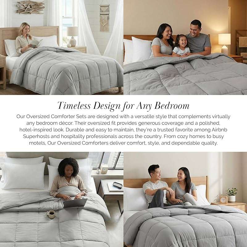 Southshore Fine Living, Inc. California King Size Comforter, Pet Hair Resistant Bedding Comforters, Oversized Down Alternative Comforter, Duvet Insert King, Hotel Bedding, Steel Grey Comforters - Image 8