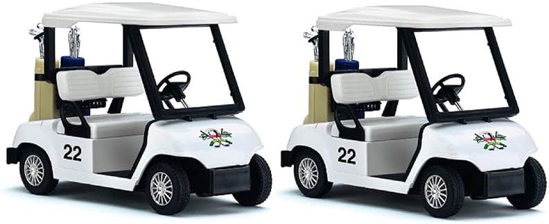 KinsFun - Golf Cart 4½" Die Cast Metal Model Pullback Action Toy (White 2Set) - Product Image