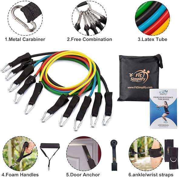 Fit Simplify Resistance Tube Bands 12 Piece Set with Instruction Booklet - Image 2