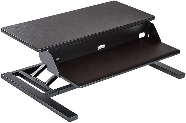 Stand Up Desk Store AirRise Pro Two Tier Standing Desk Converter Monitor Stand with Built-in Keyboard Tray (Black, 32" Wide) - Image 4