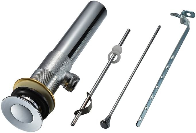 Purelux Bathroom Sink Drain Stopper Assembly with Lift Rod and Overflow, Chrome Finish - Product Image