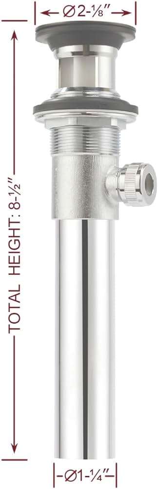 Purelux Bathroom Sink Drain Stopper Assembly with Lift Rod and Overflow, Chrome Finish - Image 2