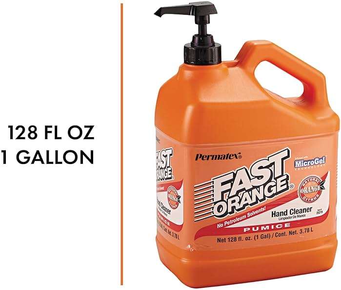 Permatex 25219 Fast Orange Pumice Lotion Hand Cleaners, Citrus, Bottle with Pump, 1 gal, 128 Fl Oz (Pack of 1) - Image 3