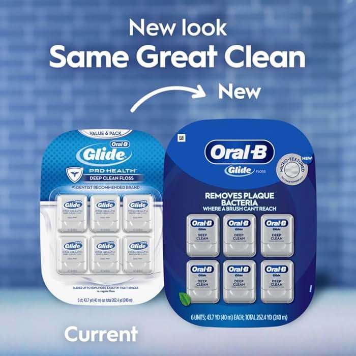 Oral-B Glide Deep Clean Dental Floss, Cool Mint, 6 Pack (262.4 YD Total) - Shred-Resistant Smooth Dental Tape for Tight Spaces - Image 9