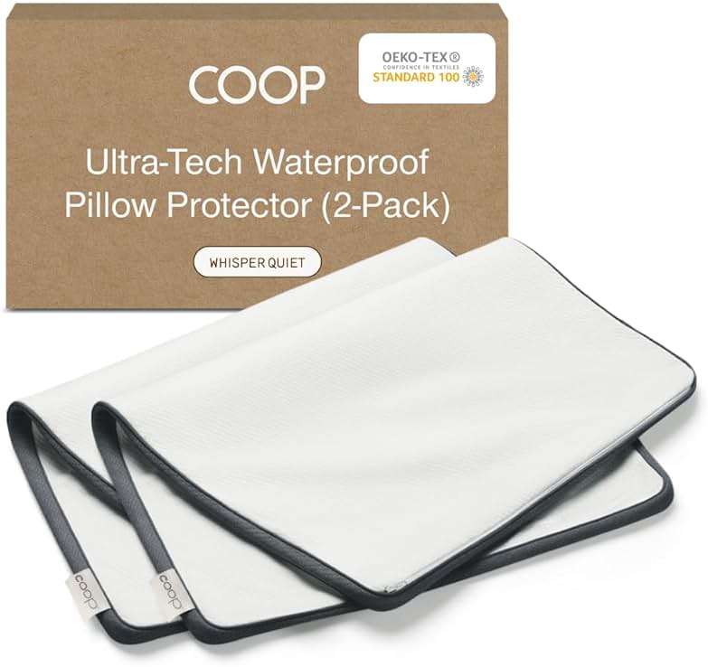 Coop Home Goods Ultra-Tech Pillow Protector for Memory Foam Pillows, Waterproof, Pack of 2 Queen Size Pillow Covers, Oeko-Tex Certified, Breathable, Zippered Covers, Machine Washable - Image 1