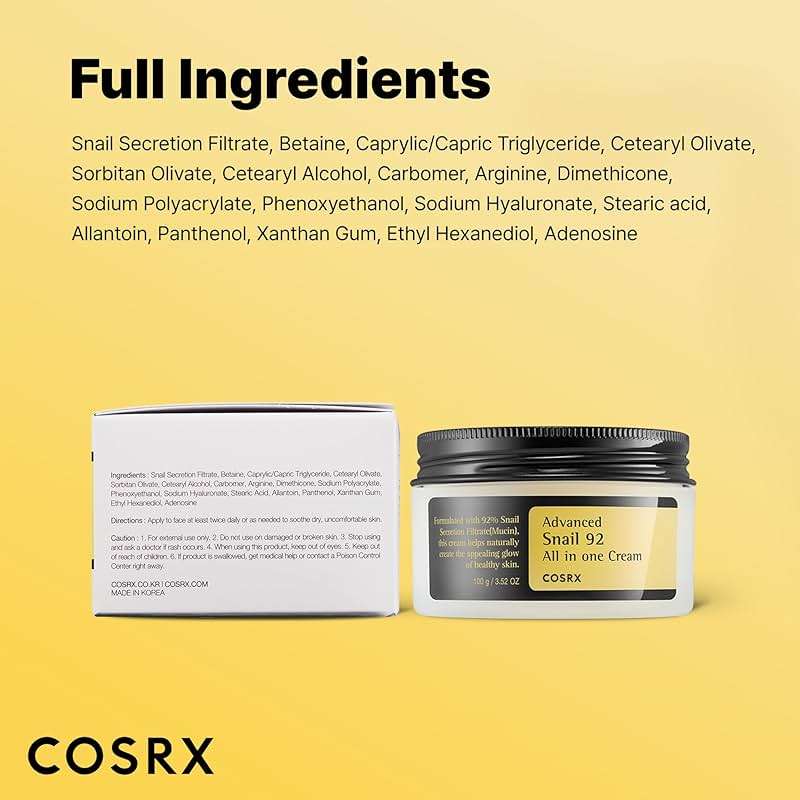 COSRX Snail Mucin 92% Face Moisturizer, 3.52 Oz, Lightweight Moisturing Cream for Soft, Glowy Skin, Korean Skin Care, Korean Moisturizer Face Cream - Image 8