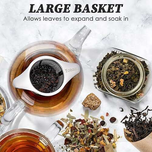 Extra Fine 18/8 Stainless Steel Tea Infuser Mesh Strainer with Large Capacity & Perfect Size Double Handles for Hanging on Teapots, Mugs, Cups to Steep Loose Leaf Tea and Coffee - Image 3