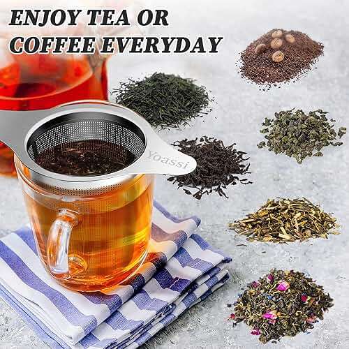 Extra Fine 18/8 Stainless Steel Tea Infuser Mesh Strainer with Large Capacity & Perfect Size Double Handles for Hanging on Teapots, Mugs, Cups to Steep Loose Leaf Tea and Coffee - Image 6