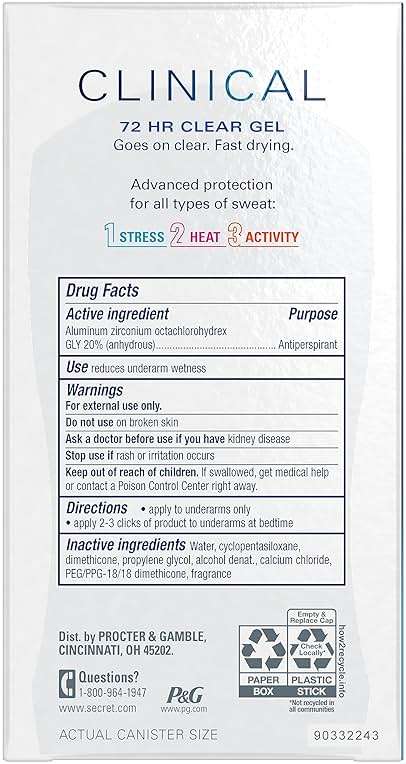 Secret Clinical Strength Antiperspirant Deodorant for Women, Stress Response, 3X Stress Protection, 72hr Sweat & Odor Protection, PH Balancing Minerals, Clear Gel, 1.6 oz (Pack of 3) - Image 15