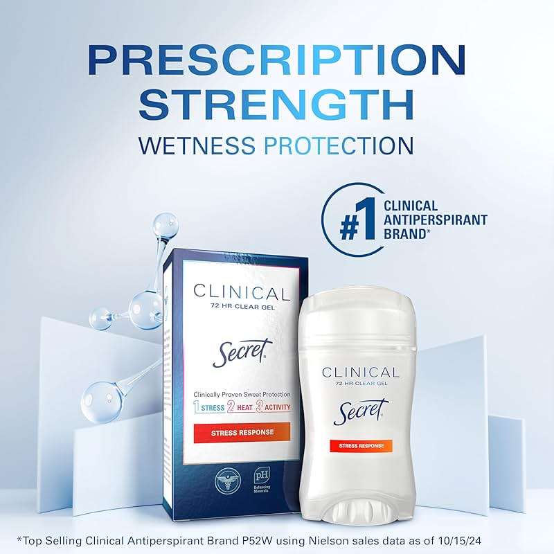 Secret Clinical Strength Antiperspirant Deodorant for Women, Stress Response, 3X Stress Protection, 72hr Sweat & Odor Protection, PH Balancing Minerals, Clear Gel, 1.6 oz (Pack of 3) - Image 5