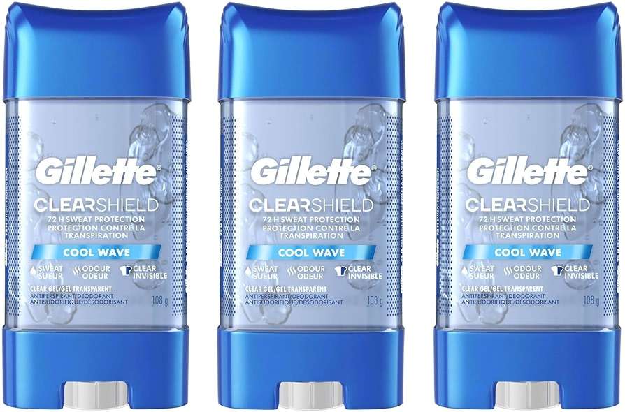 Gillette Antiperspirant Deodorant for Men, Cool Wave Scent, Clear Gel, 3.8 Oz (Pack of 3) - Image 1