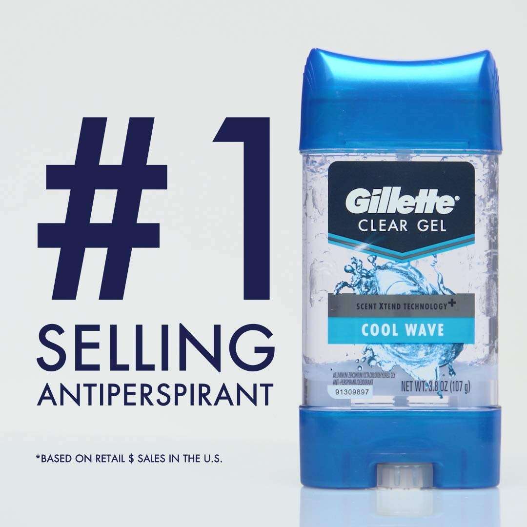 Gillette Antiperspirant Deodorant for Men, Cool Wave Scent, Clear Gel, 3.8 Oz (Pack of 3) - Image 2