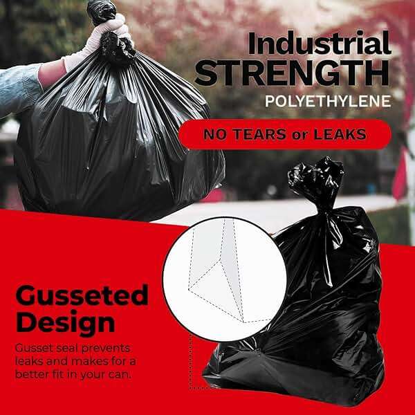 ToughBag 55 Gallon Trash Bags, 2.5 Mil Contractor Bags - 50 Count, Large 55-60 Gallon Trash Can Liners, Black Contractor Garbage Bags, 38 x 58" - Made in USA - Image 4