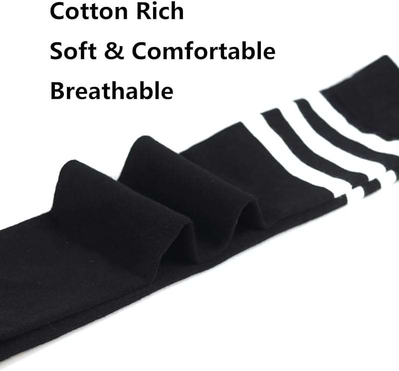 Bestjybt Women Thigh High Socks Cotton Warm Over the Knee High Leg Warmers Long Boot Socks with Stripes - Image 2