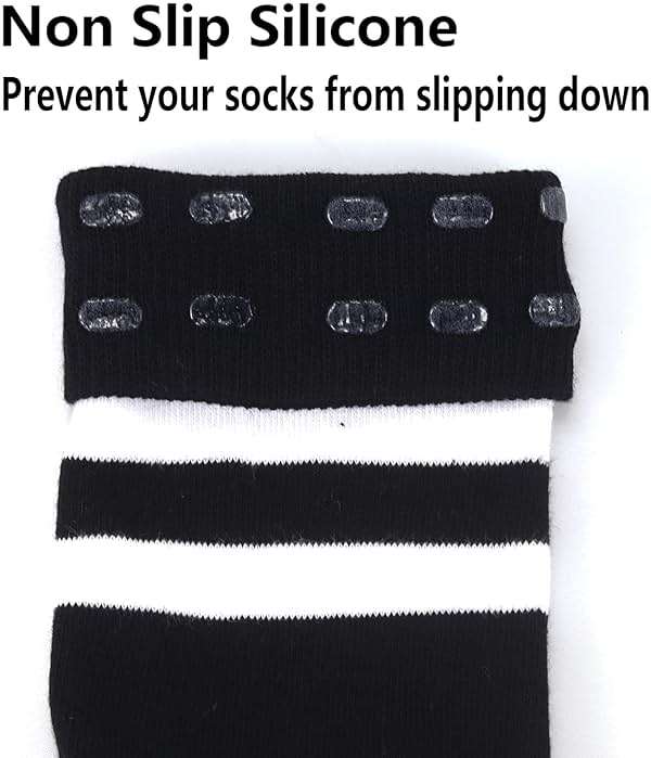 Bestjybt Women Thigh High Socks Cotton Warm Over the Knee High Leg Warmers Long Boot Socks with Stripes - Image 5