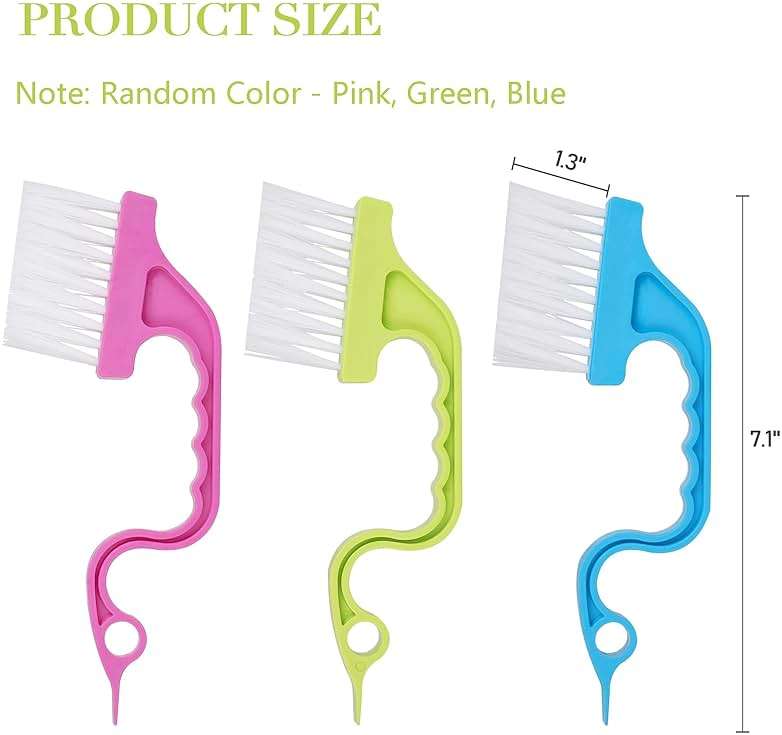 Trycooling Hand-held Groove Gap Cleaning Tools Door Window Track Kitchen Cleaning Brushes (Random Color-Blue, Green, Pink) (1 Pc) - Image 3