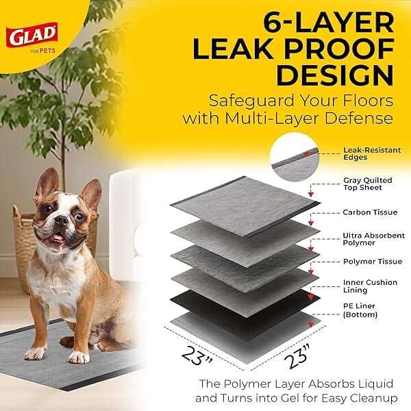Glad for Pets Black Charcoal Puppy Pads - 6-Layer Leak-Proof Construction, Activated Carbon Odor Control, Pheromone Attractant - Disposable Dog Pee Pads for Potty Training, 23 x 23 in, 100 Count - Image 3